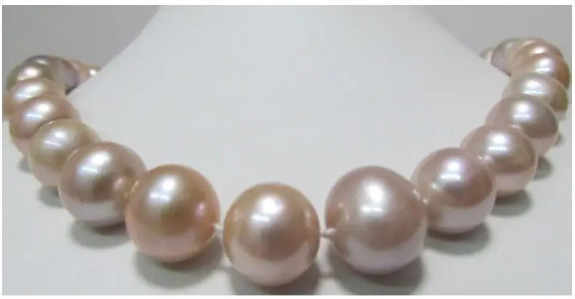 

FREE SHIPPING9-10MM SOUTH SEA NATURAL PINK PURPLE PEARL NECKLACE 18