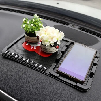 

Car Ornament PVC Cute Decoration Dashboard Anti Slip Mat Non-slip Pad With Phone Number Prompt Automobiles Interior Accessories