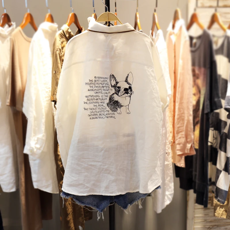 

Summer Women Cormfortable Casual Ultra Loose Plus Size Mori Girls Linen Shirts