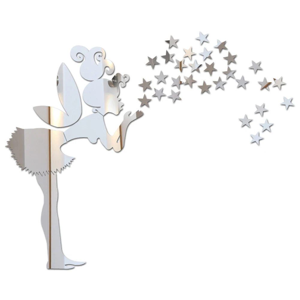 

Angel Magic Fairy Little Girl & Stars 3D Mirror Acrylic Wall Sticker Decal Kids Bedroom Decoration Home Decor