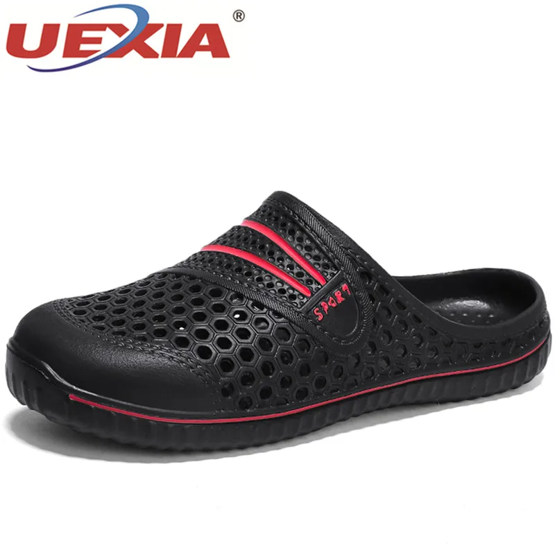 

UEXIA 2018 Summer Slippers Men Hollow Out Breathable Beach Flip Flops Unisex Casual Slip-on Flats Men Shoes zapatos Sandalias