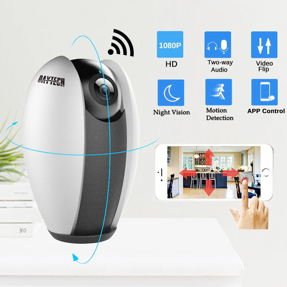 

DAYTECH IP Camera Home Security Wireless WiFi Camera 1080P/720P Pan Tilt Two Way Audio Recording IR Infrared Motion Detection