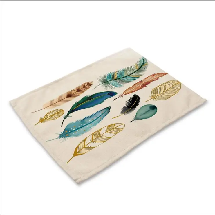 Цветной коврик из ткани с перьями, коврик для украшения стола, кухонный коврик, индивидуальное оформление, H231 - Цвет: 7