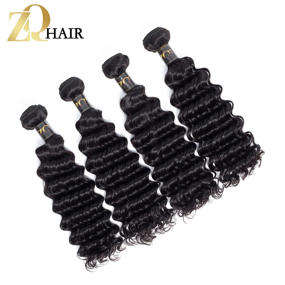 ZQ волосы перуанской глубокая волна волос ткань 100% натуральные волосы 4 Связки Natural Цвет-Волосы remy 8-26 дюймов бесплатная доставка
