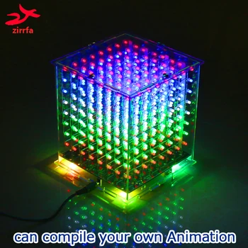 zirrfa high quality 3D mini light cubeed diy kit/set production modules 8x8x8 gift learning kit led diy electronic fm micro smd radio diy kit frequency modulation electronic production training
