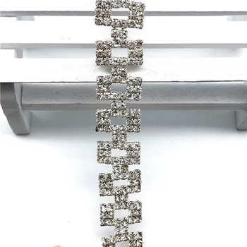 

5 Yards/lot Rectangle Patterns Diamant Belt Crystal Cup Chain Trims Rhinestone Chains for DIY Jewelry Belts Headpiece Bags