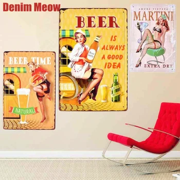 

BEER Time Retro Embossed Metal Tin Signs Bar Pub Home Decorative Plates Sexy Girl Wall Stickers Advertising Iron Plaque 30*20CM