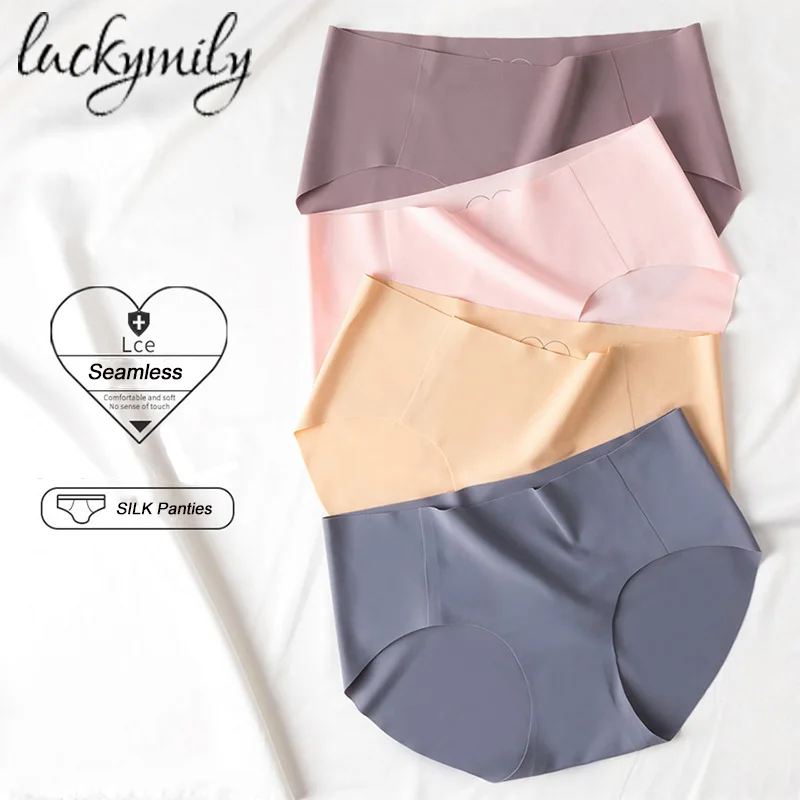 

luckymily Sexy Women Thin Seamless Panties Underwear Womens Briefs Thong Female Solid Pants Low Waist Lingerie Comfortable Tanga