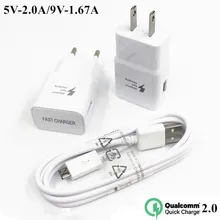 Быстрое зарядное устройство QC 2,0 9 V/1.67A для samsung galaxy S6 S8 S9 EU US Plug быстрое зарядное устройство 5 V/2A для iphone huawei Xiaomi зарядное устройство