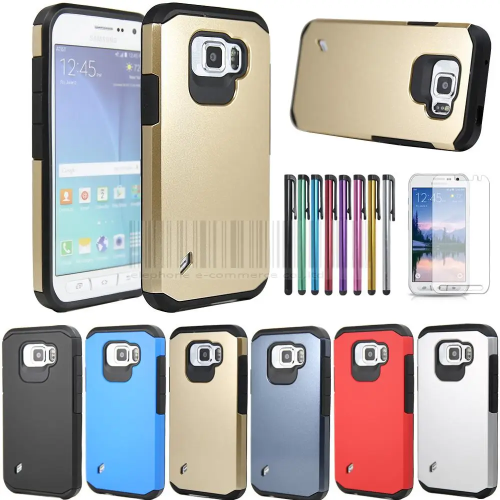 

Slim Hybrid Shockproof Impact Armor Case Hard Cover For Samsung Galaxy S6 Active G890 With Stylus+FILMS Screen Protector