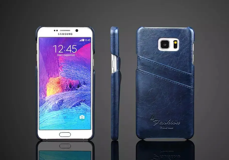 Модный деловой кожаный чехол для samsung galaxy Note 5 N9200, кожаный чехол-кобура, держатель для карт, задняя крышка для телефона - Цвет: Синий