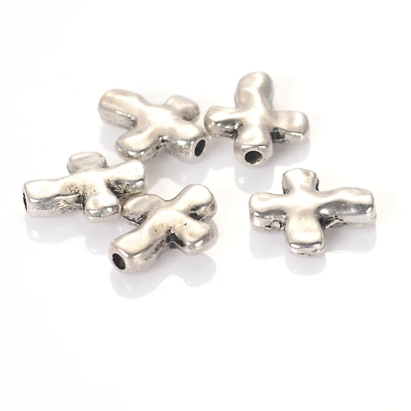 

New Arrival 50Pcs 12x14MM Tibent Style Vintage Antique Silver Plating Metal Cross Spacer Beads For Diy Jewelry Making