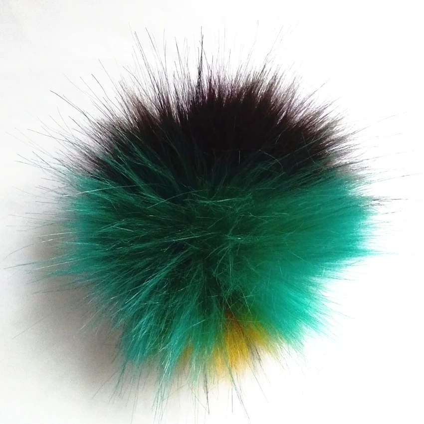 

15 cm pompom Green Yellow Series Faux Raccoon fur Pompon Irregular Color Combinations Pendant Jewelry Accessories Handicraft