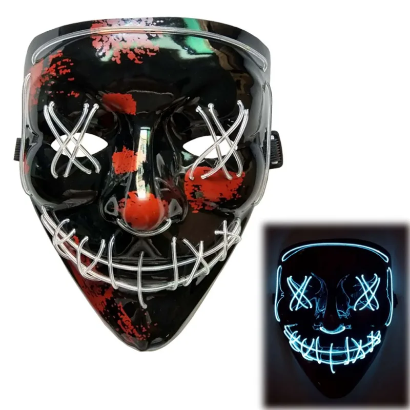 Halloween EL Mask Purge Masks Election Mascara Costume DJ Party Light Up Masks Glow In Dark Movie Cosplay Payday Mask