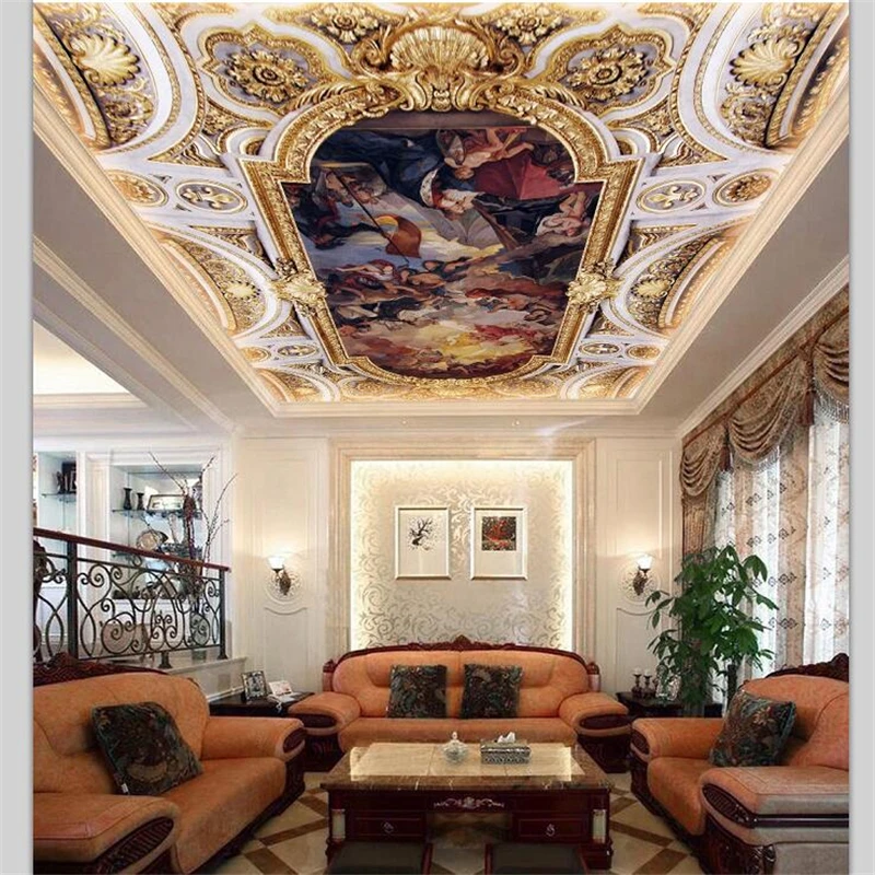 

wellyu papel de parede para quarto Custom wallpaper European angel gold mural ceiling roof papel de parede 3d behang