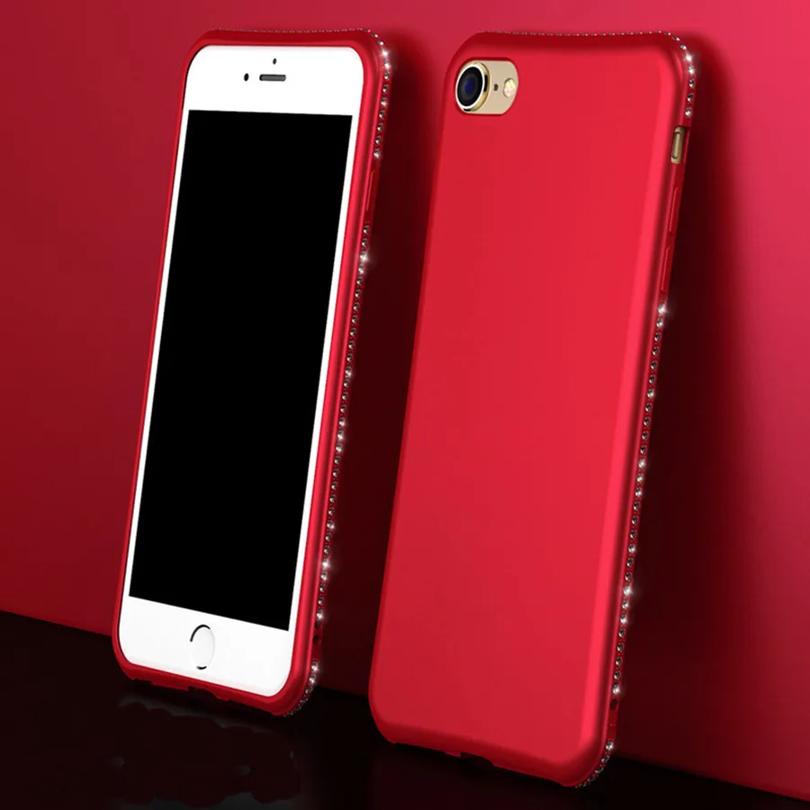 Блестящий силиконовый блестящий чехол со стразами для iPhone 6 6S Plus матовый