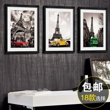 Современной гостиной диван фон с тройной декоративная живопись рама ресторан живопись росписи краски стены спальни