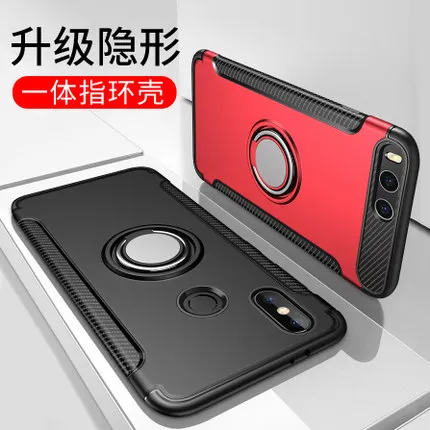 Для Xiaomi Pocophone F1 Чехол Жесткий ПК + силикон с подставкой Кольцо Магнит гибридный