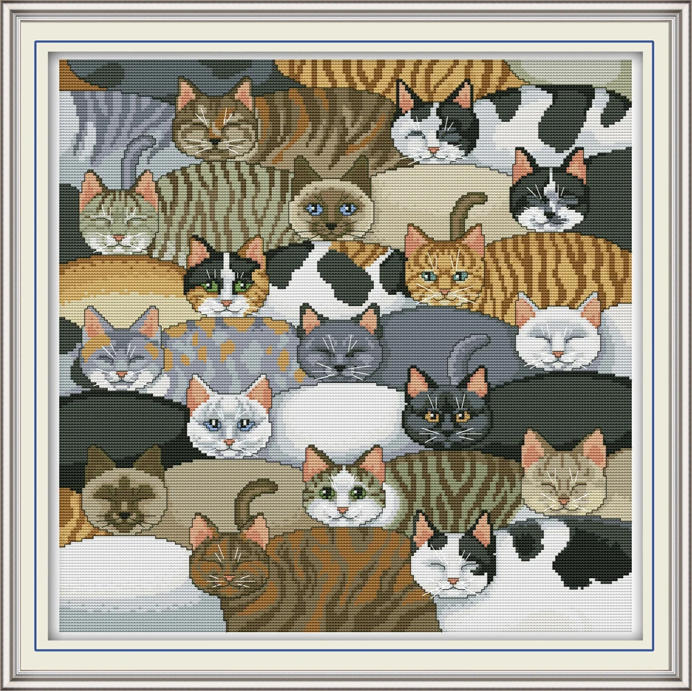 Cute Cats Cross Stitch Kits Printed patterns canvas Living ...