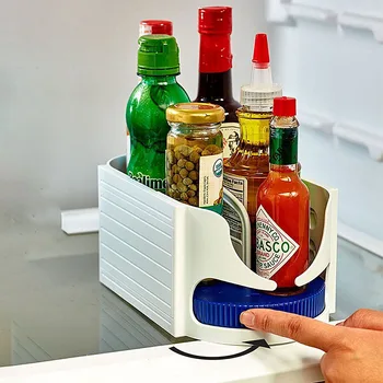 

Kitchen Storage Rack Rotation Plastic Seasoning Box Holder Bathroom Perfume Storage Stand Holders Home Organizer