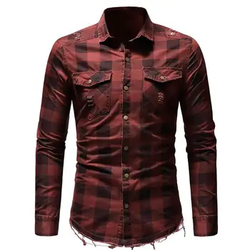 

JAYCOSIN 2020 Men's Slim Fit Button Plaid Shirt With Pocket Long Sleeve Tops Male Social Dress Shirts Dropshipping 30p