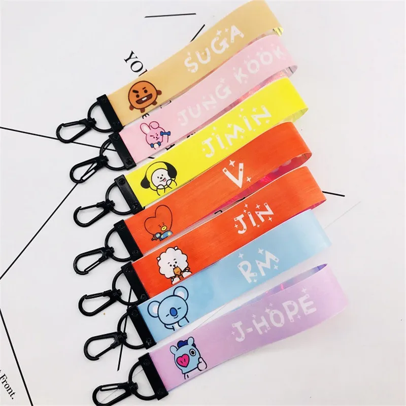 

Kpop Laser Lanyard Keychain TATA COOKY SHOOKY Pendant Cute Phone Strap Key Chain Birthday Keyring WT066
