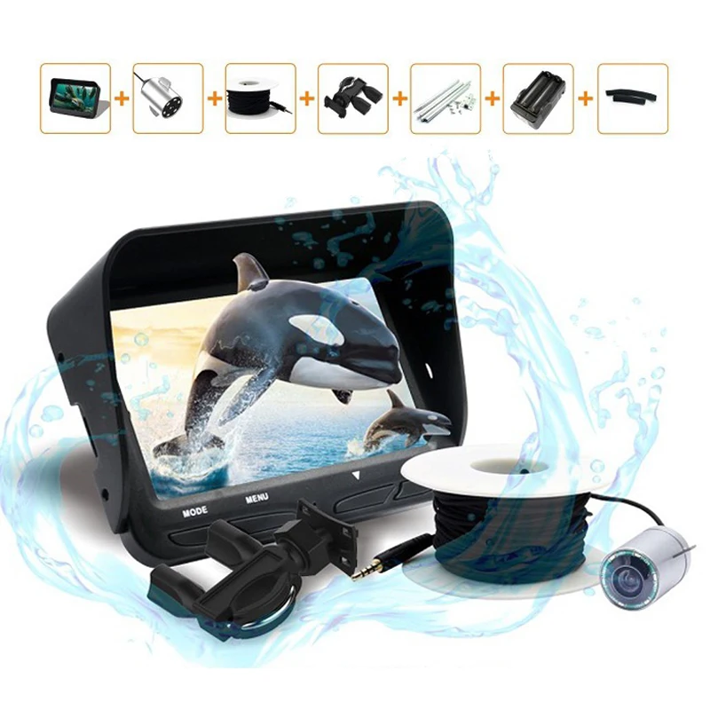 Подводная камера ночного видения для видео рыбалки 720 P/30 m кабельная линия/4,3 дюймовый ЖК-монитор экран/6 светодиодный визуальный рыболокатор