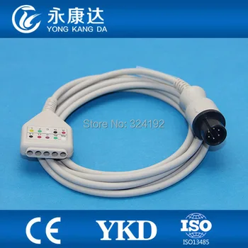 

2pcs/pack Free shipping compatible Datascope Din style 5-lead ECG trunk cable,medical ECG cable