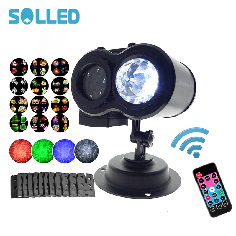 

SOLLED Patterns Merry Christmas Lights LED Waterproof Outdoors Projection Lamp with Remote Control Lasers Halloween Projector
