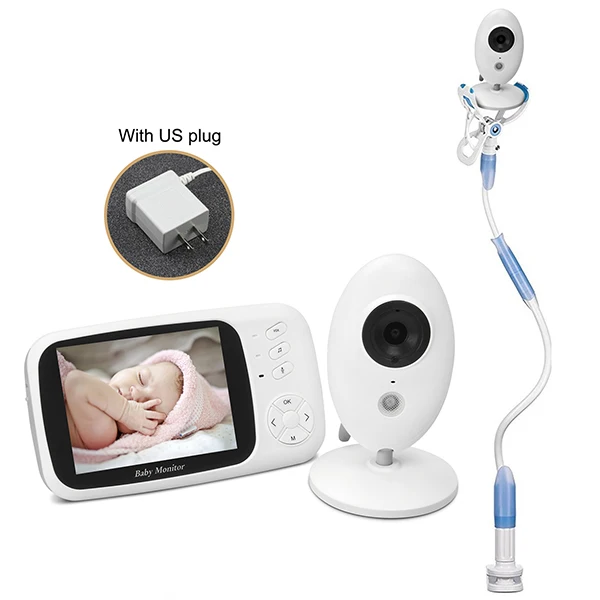 3,5 дюймов беспроводной Babyfoon Met камера видео детский монитор ночного видения Babyphone камера безопасности Bebe монитор с держателем - Цвет: US Plugs With Holder