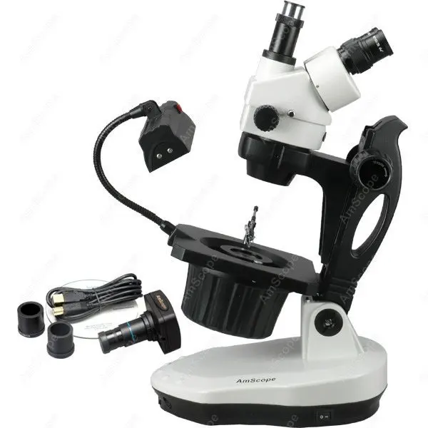 Зум микроскоп AmScope поставляет 3.5X 90X продвинутый драгоценный камень + 3MP