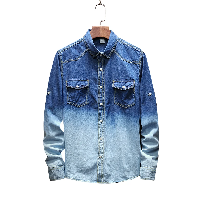 

Men Shirts 2018 New Slim Solid Denim Shirts Casual Comfortable Man Long Sleeve Fashion Jeans Shirt ESLITE HYUN
