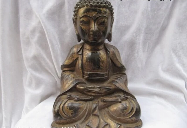 

USPS to USA S0467 Chinese Old Bronze HEALING MEDICINE BUDDHA Sakyamuni Bhaisajyaguru Buddha statue