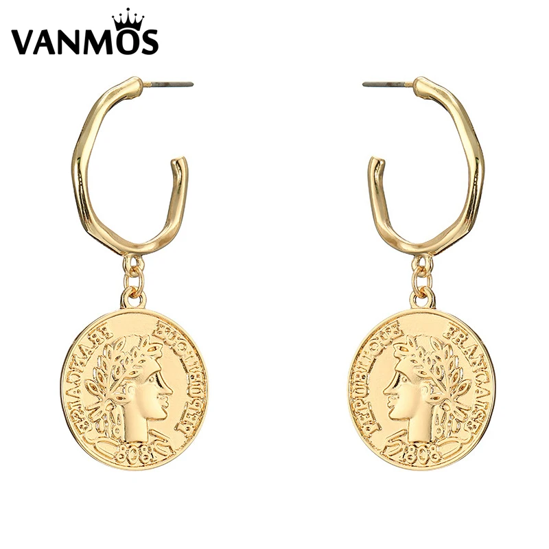 

Vanmos Bohemia Sea Conch Shell Starfish Hoop Earrings for Charm Women Statement Gold Color Metal Cowrie Earrings Jewelry 2019