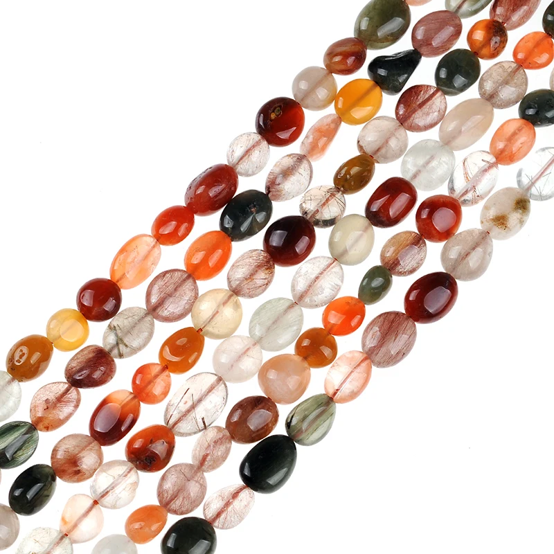 Natural Irregular GREEN PHANTOM CRYSTAL Quartz Agates Carnelian Gravel Loose Stone Beads 8*10mm DIY Jewelry Making Bracelets