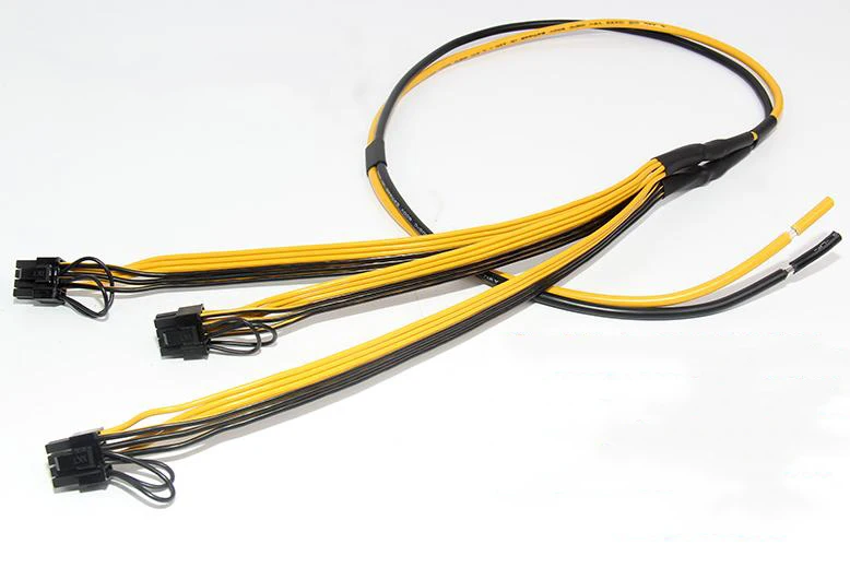 

50pcs Triple PCI-e PCIe 8pin 6+2pin Graphics Video Card DIY Splitter Power Cable Cord for Bitcoin Litecoin RIG Miner 10AWG+16AWG