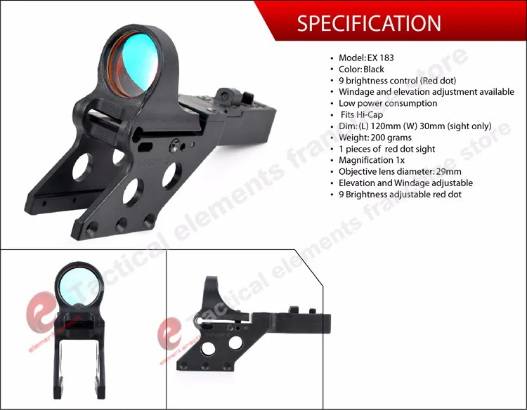 Элемент SeeMore Коллиматорный Прицел Для HI-CAPA 1*29 C-More Стиль Тактический Airsoft Red Dot Sight EX183 Крепление для Охоты