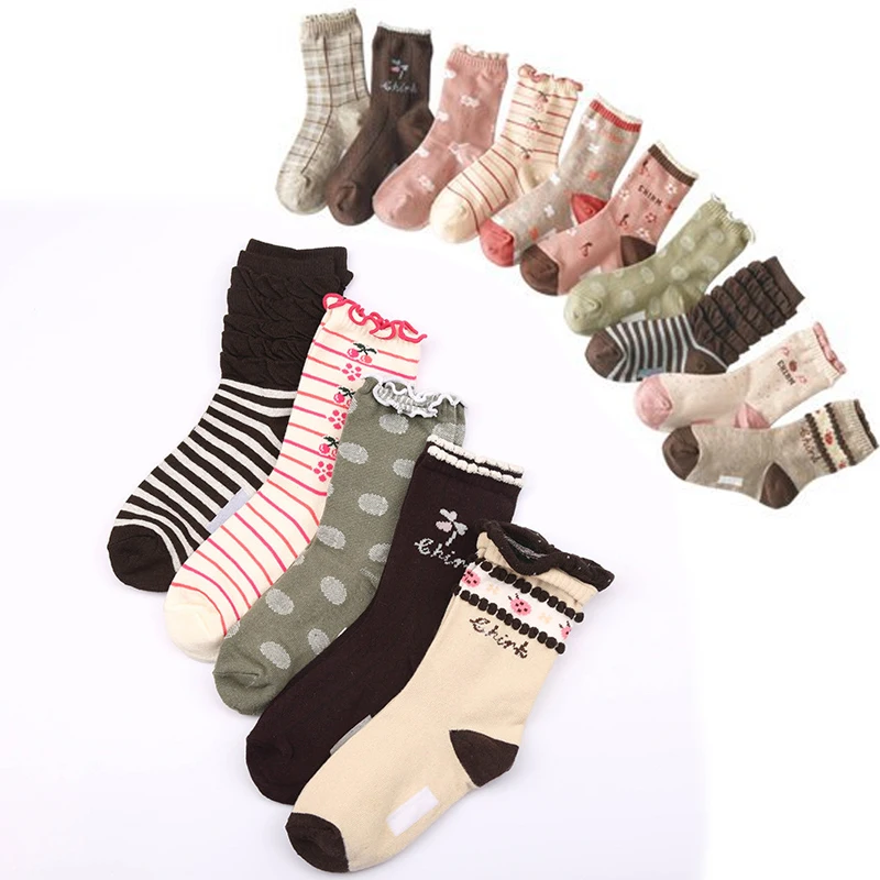 w092 Free shipping 4-12 year-old girl pure cotton socks child students ...