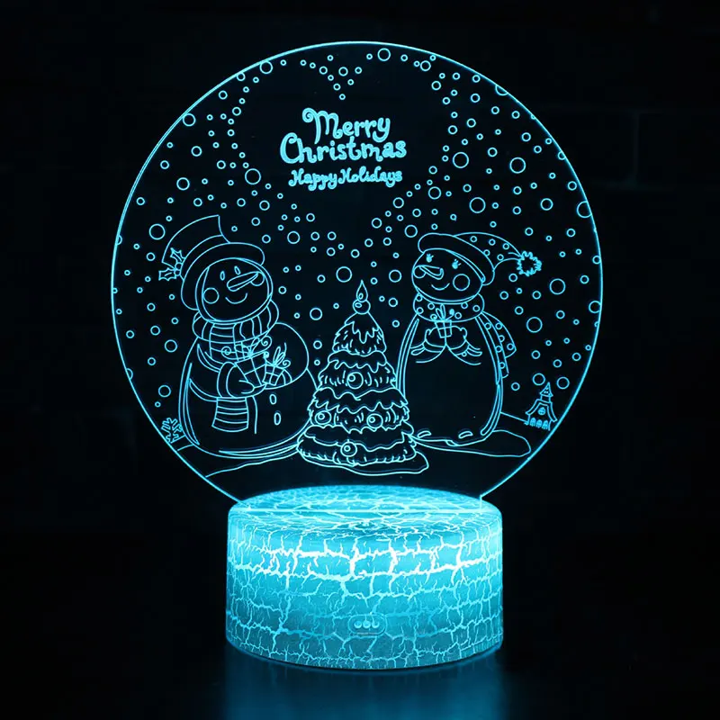 Снеговик 4 Тема 3D светодиодный лампа светодиодный ночник 7 цветов изменить сенсорный Настроение лампы Рождественский подарок Dropshippping