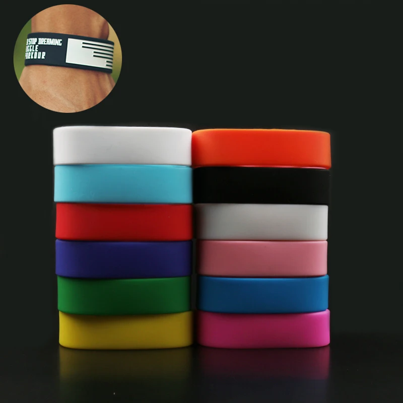 1 Piece Wide Size Personalized Silicone Wristbands Custom Rubber silicone bands for events