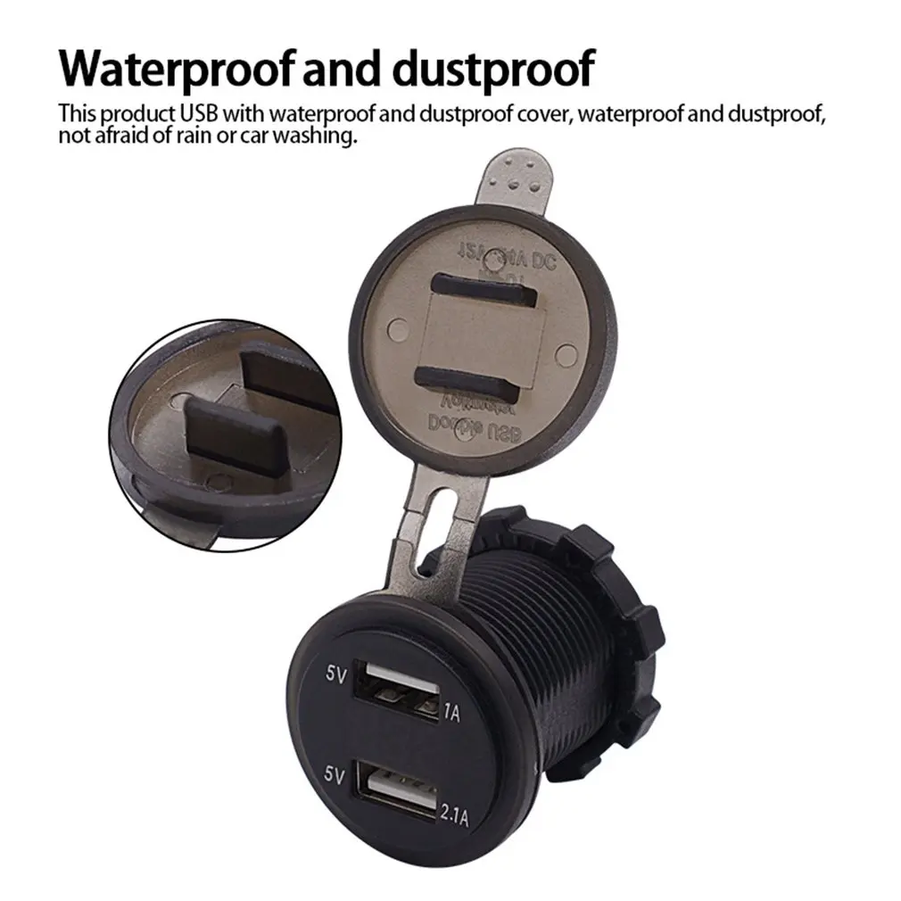 Универсальное автомобильное зарядное устройство Dual USB DC12V-24V водонепроницаемая автомобильная USB зарядка широко используется с