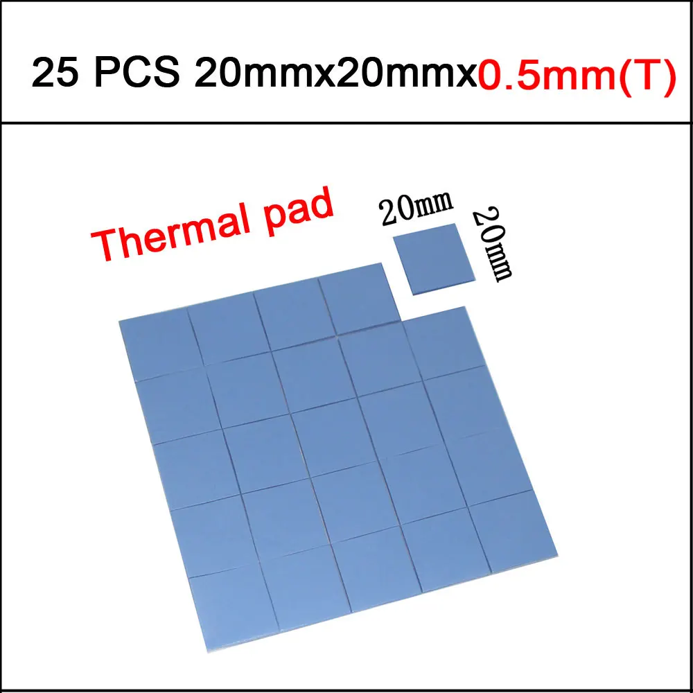 

25pcs 20mm*20mm*0.5mm Thermal Pad GPU CPU Heatsink Cooling Conductive Silicone Pad