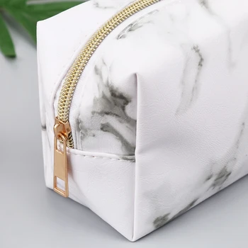 

Large Cute Pencil Case Pen Box Zipper Bags Marble Makeup Storage Supplies