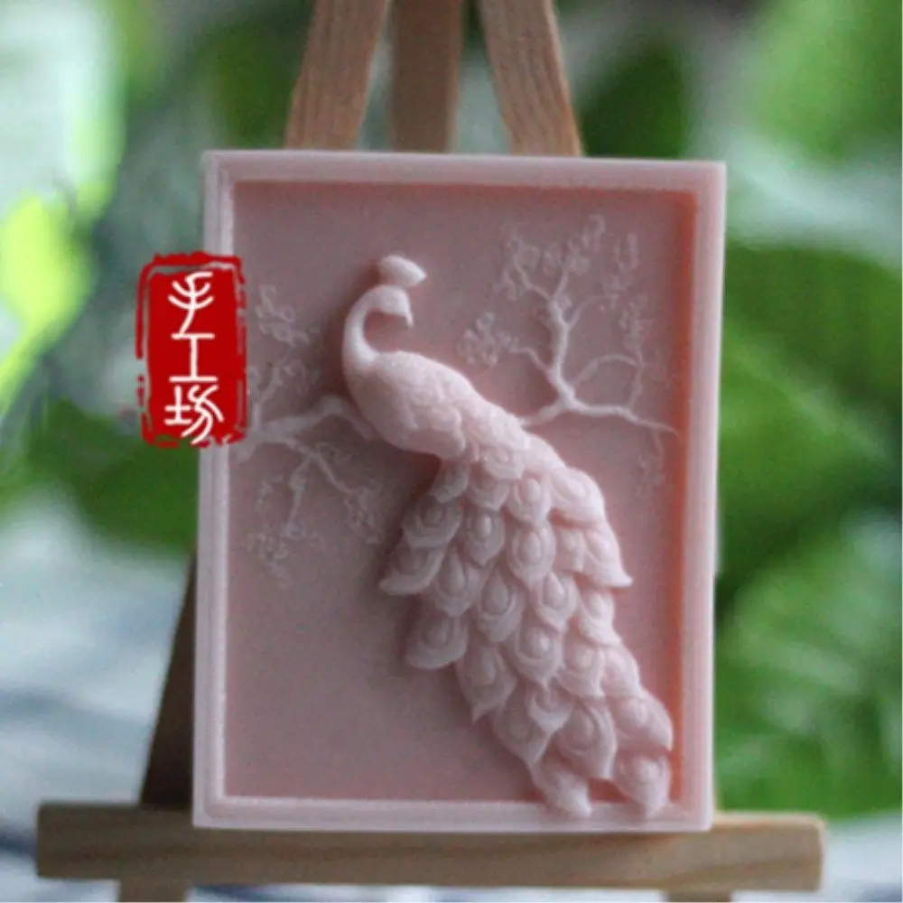Силиконовая форма для мыла с изображением птицы павлина, силиконовая форма для мыла с силикагелем, пластырь, глина, воск, смола, мыло ручной работы, формы для изготовления мыла