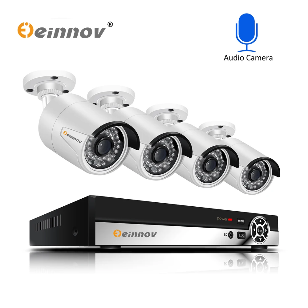 

Einnov 4CH 1080P Home Security System 2.0MP Audio Record HD P2P Outdoor Video Surveillance Kit POE Waterproof HD CCTV NVR P2P