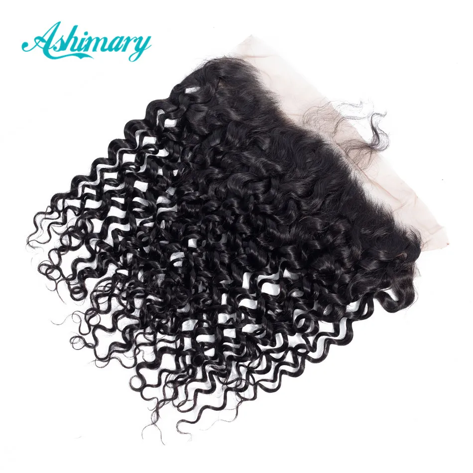 Ashimary Brazilian Hair Deep Wave Lace Frontal Pre Plucked Remy Human Hair Lace Frontal Closure with Baby Hair Ear to Ear