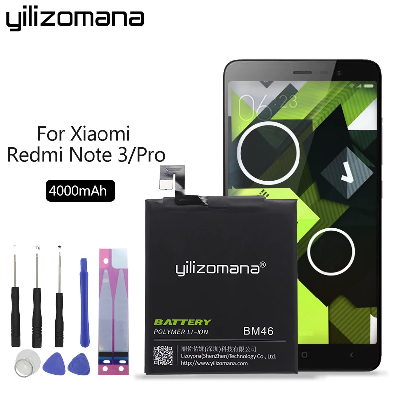 

YILIZOMANA BM46 Original Phone Battery for Xiaomi Redmi Note 3 / Note 3 Pro High Quality 4000mAh Retail Package Free Tools