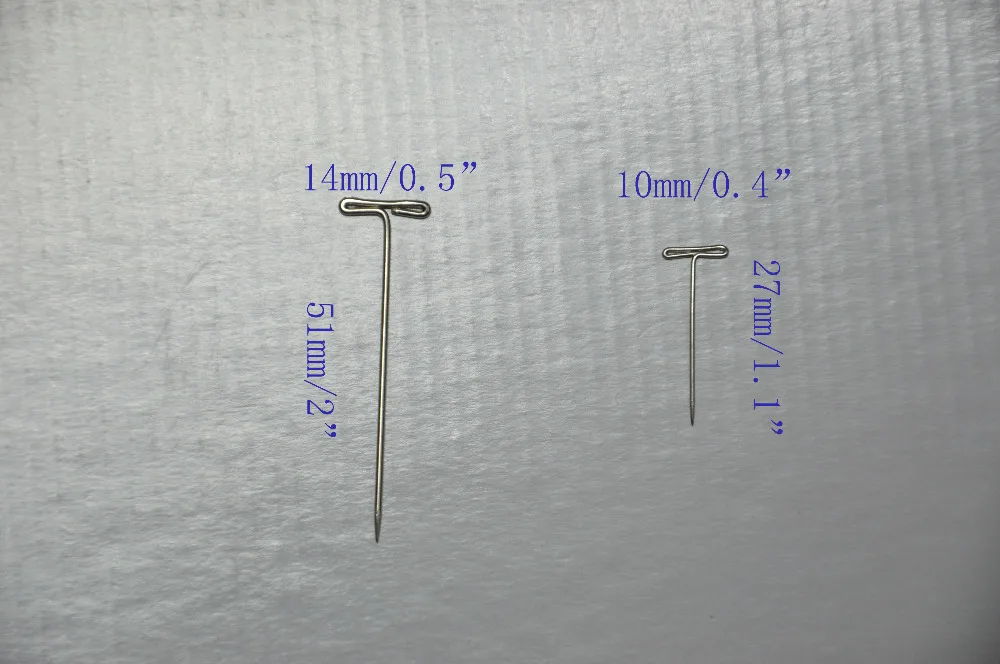 

10 pcs (1.1" or 2" long) T pin clips for wig/hair weft/hair extension fix on mannequin manikin canvas block head