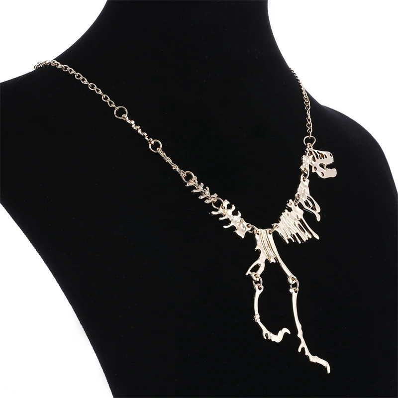 Walking Dinosaur Skeleton T-Rex Statement Necklace Steampunk Gift Punk Jewelry