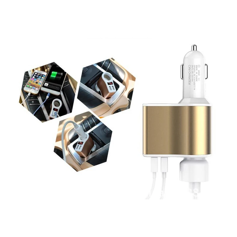 Быстрая зарядка 2 Порты и разъёмы USB 5 V 3.1A автомобиля Зарядное устройство с ЖК